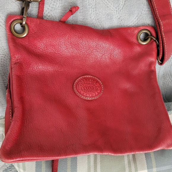 Roots Red Leather Crossbody Bag with Front Pockets - Picture 2 of 10